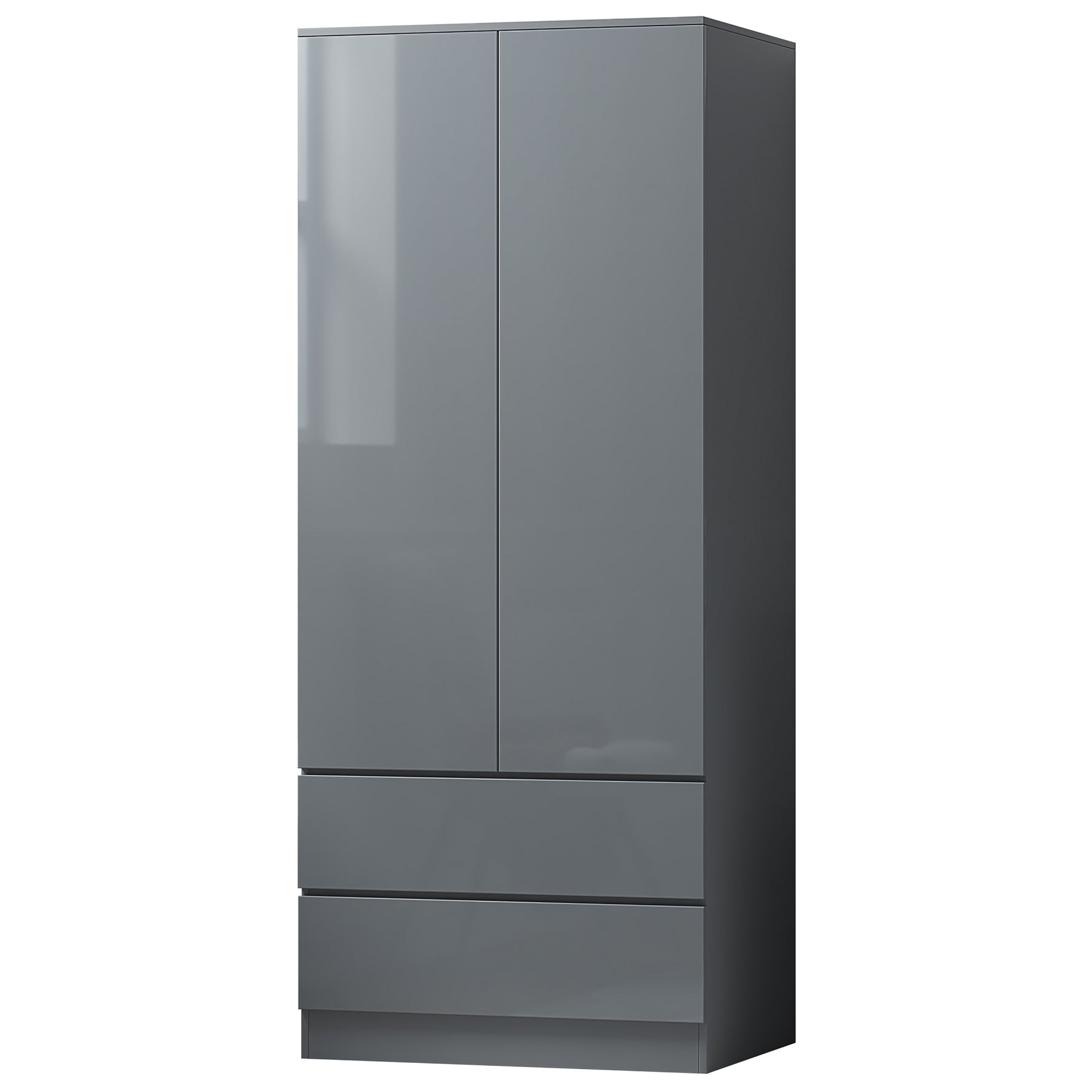 FWStyle Stora 2 Door 2 Drawer Combination Wardrobe - Grey Gloss Front