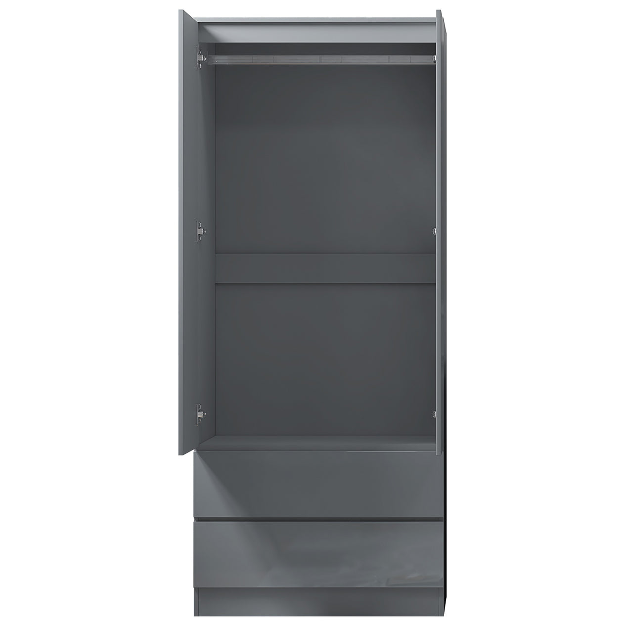 FWStyle Stora 2 Door 2 Drawer Combination Wardrobe - Grey Gloss Front