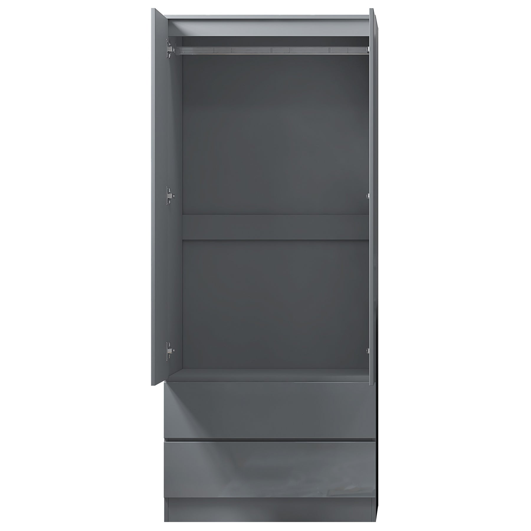 FWStyle Stora 2 Door 2 Drawer Combination Wardrobe - Grey Gloss Front