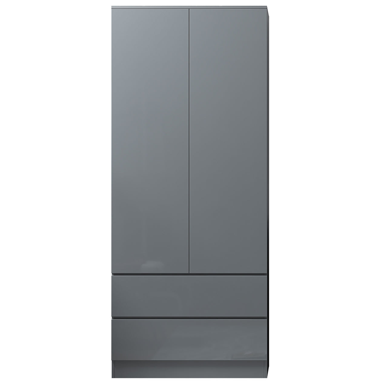 FWStyle Stora 2 Door 2 Drawer Combination Wardrobe - Grey Gloss Front