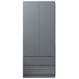 FWStyle Stora 2 Door 2 Drawer Combination Wardrobe - Grey Gloss Front