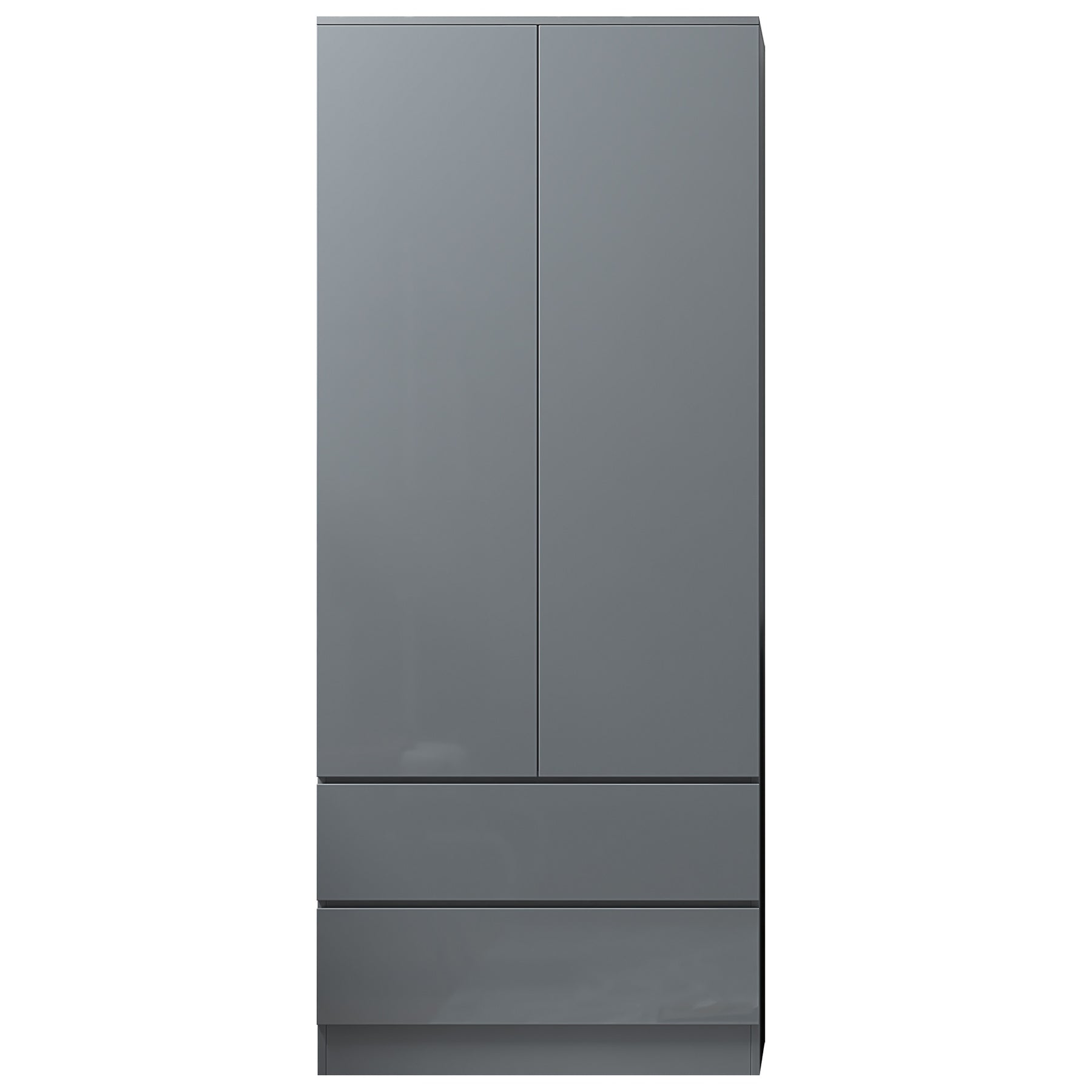 FWStyle Stora 2 Door 2 Drawer Combination Wardrobe - Grey Gloss Front