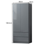 FWStyle Stora 2 Door 2 Drawer Combination Wardrobe - Grey Gloss Front