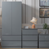 FWStyle Stora 2 Door 2 Drawer Combination Wardrobe - Grey Gloss Front