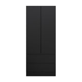 FWStyle Stora 2 Door 2 Drawer Combination Wardrobe - Matt Black