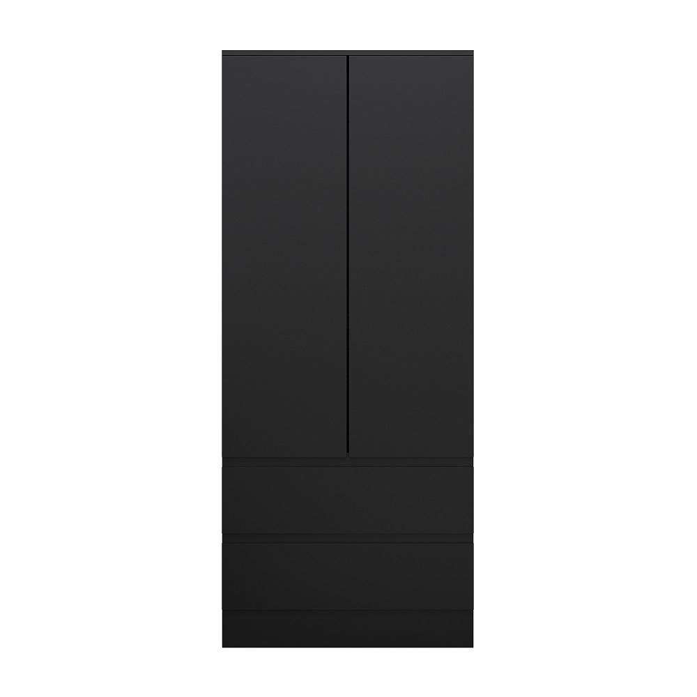 FWStyle Stora 2 Door 2 Drawer Combination Wardrobe - Matt Black