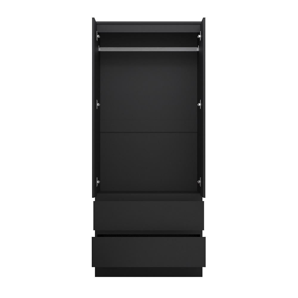 FWStyle Stora 2 Door 2 Drawer Combination Wardrobe - Matt Black