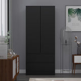 FWStyle Stora 2 Door 2 Drawer Combination Wardrobe - Matt Black
