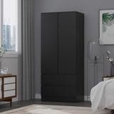 FWStyle Stora 2 Door 2 Drawer Combination Wardrobe - Matt Black