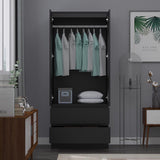 FWStyle Stora 2 Door 2 Drawer Combination Wardrobe - Matt Black