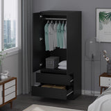 FWStyle Stora 2 Door 2 Drawer Combination Wardrobe - Matt Black