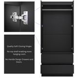 FWStyle Stora 2 Door 2 Drawer Combination Wardrobe - Matt Black