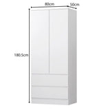 FWStyle Stora 2 Door 2 Drawer Combination Wardrobe - Matt White