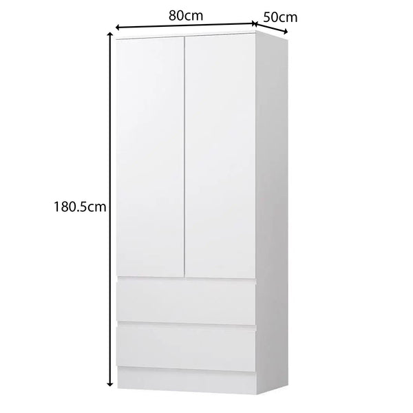 FWStyle Stora 2 Door 2 Drawer Combination Wardrobe - Matt White