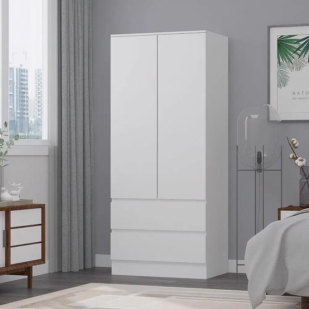 FWStyle Stora 2 Door 2 Drawer Combination Wardrobe - Matt White