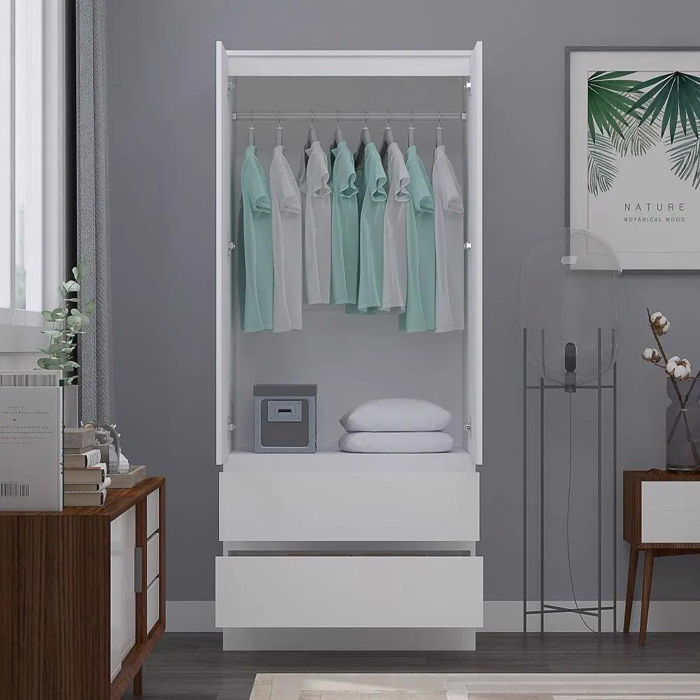 FWStyle Stora 2 Door 2 Drawer Combination Wardrobe - Matt White
