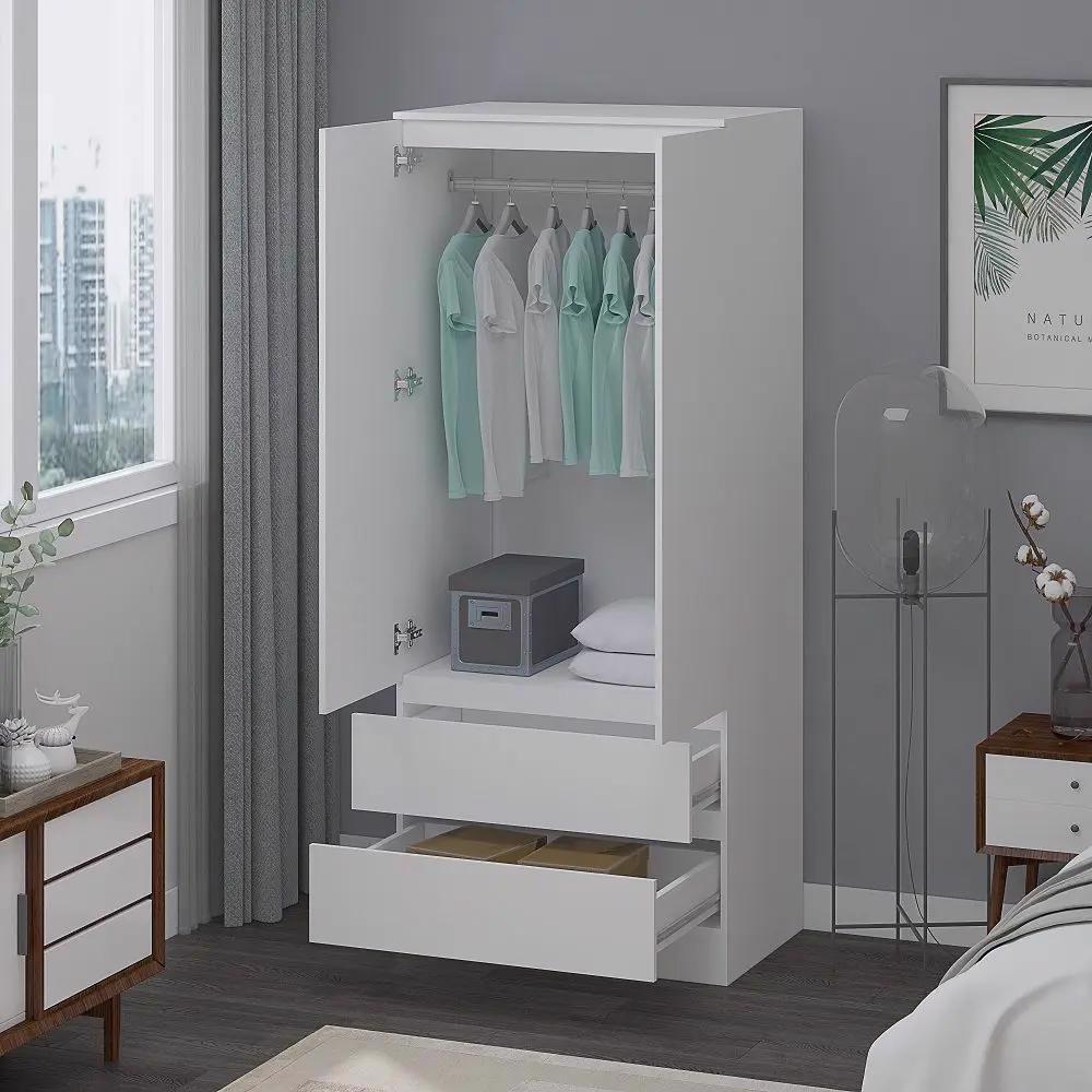 FWStyle Stora 2 Door 2 Drawer Combination Wardrobe - Matt White