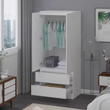 FWStyle Stora 2 Door 2 Drawer Combination Wardrobe - Matt White