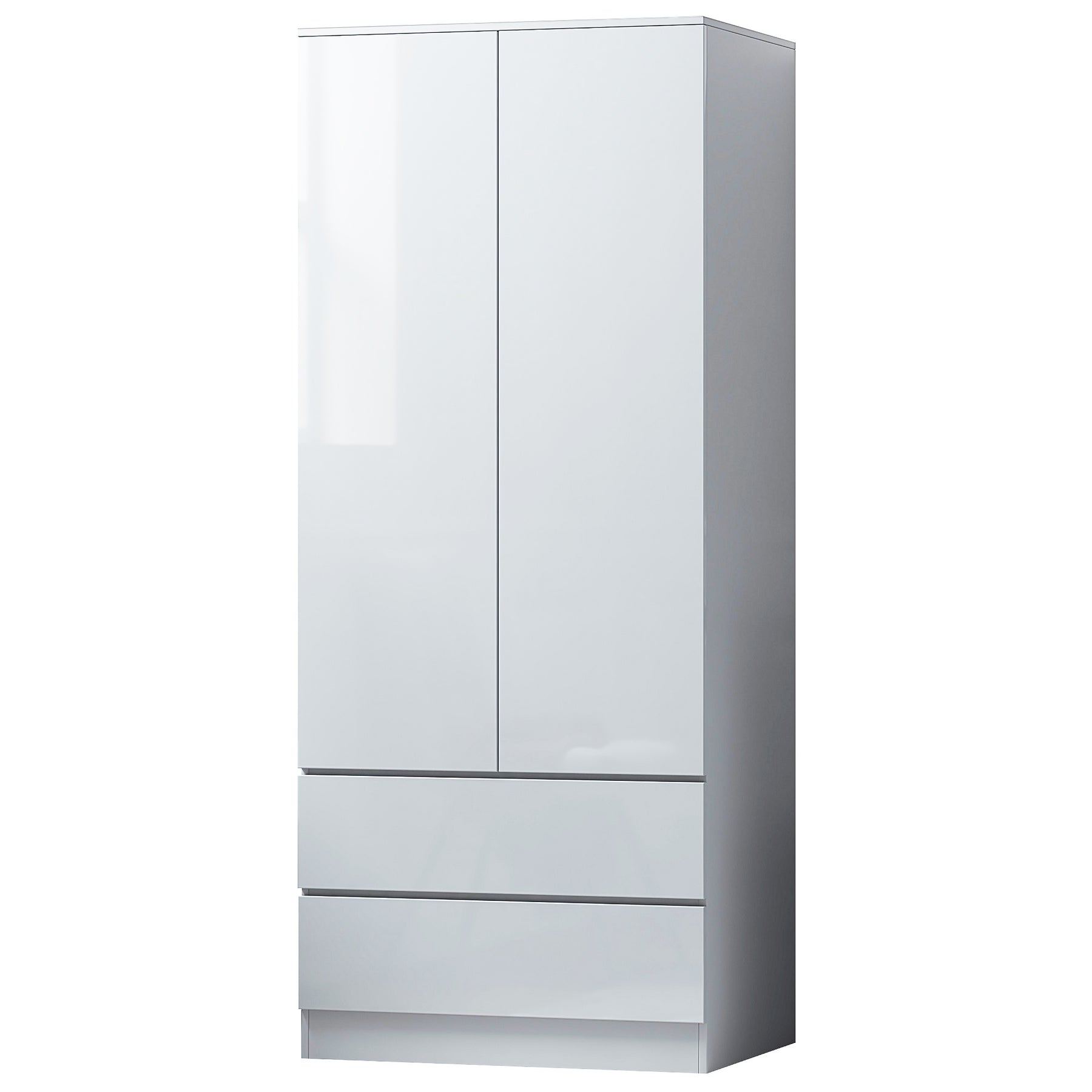 FWStyle Stora 2 Door 2 Drawer Combination Wardrobe - White Gloss Front