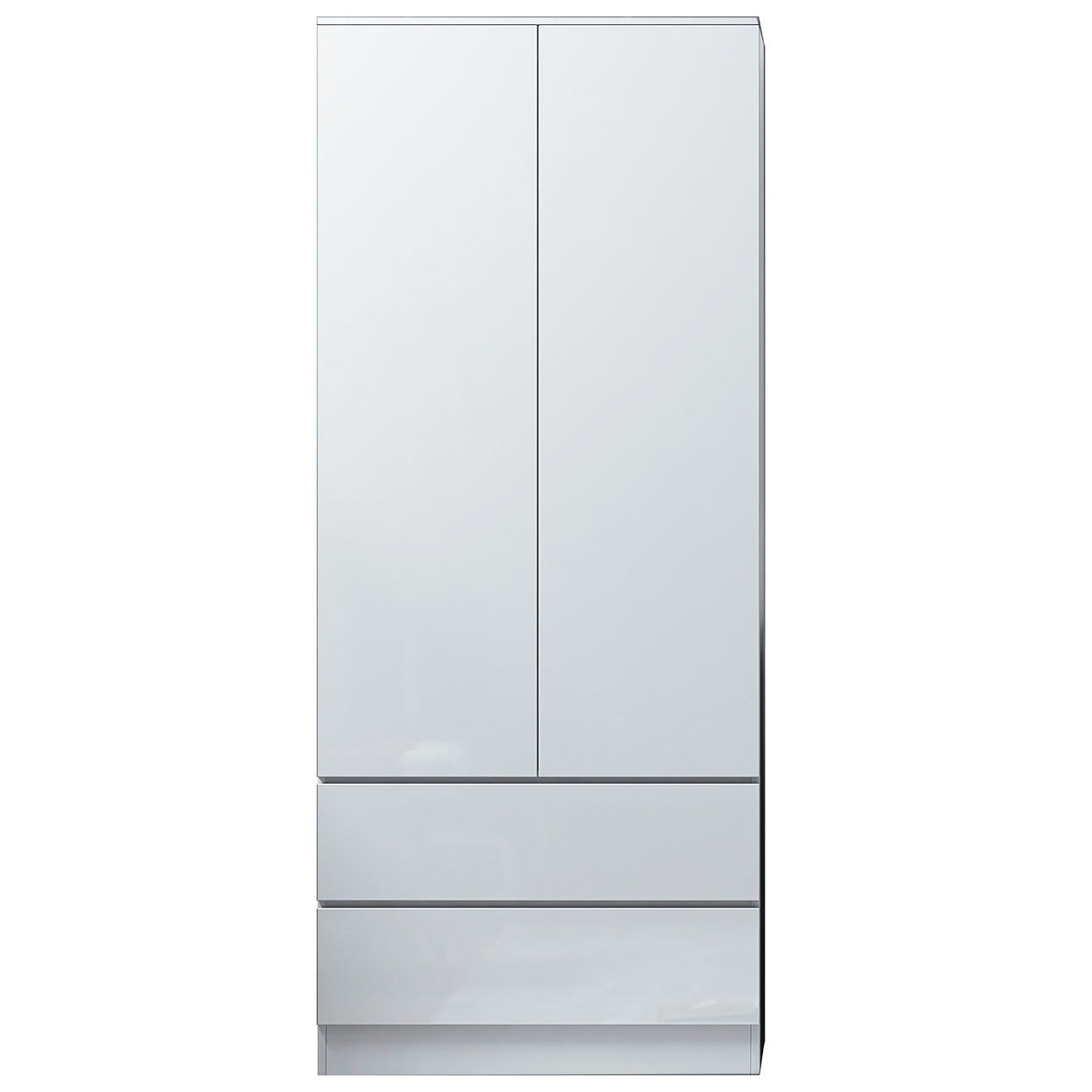 FWStyle Stora 2 Door 2 Drawer Combination Wardrobe - White Gloss Front