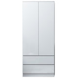 FWStyle Stora 2 Door 2 Drawer Combination Wardrobe - White Gloss Front