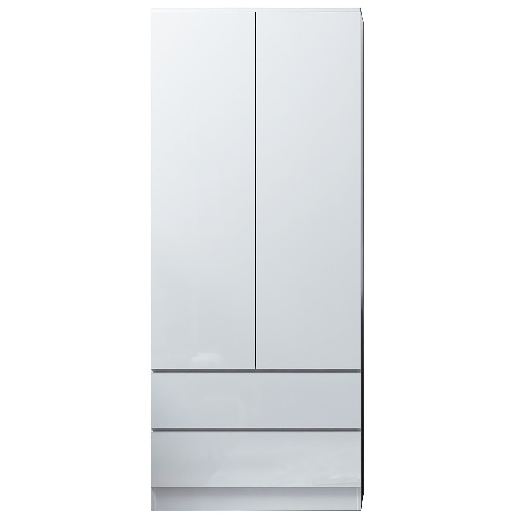 FWStyle Stora 2 Door 2 Drawer Combination Wardrobe - White Gloss Front