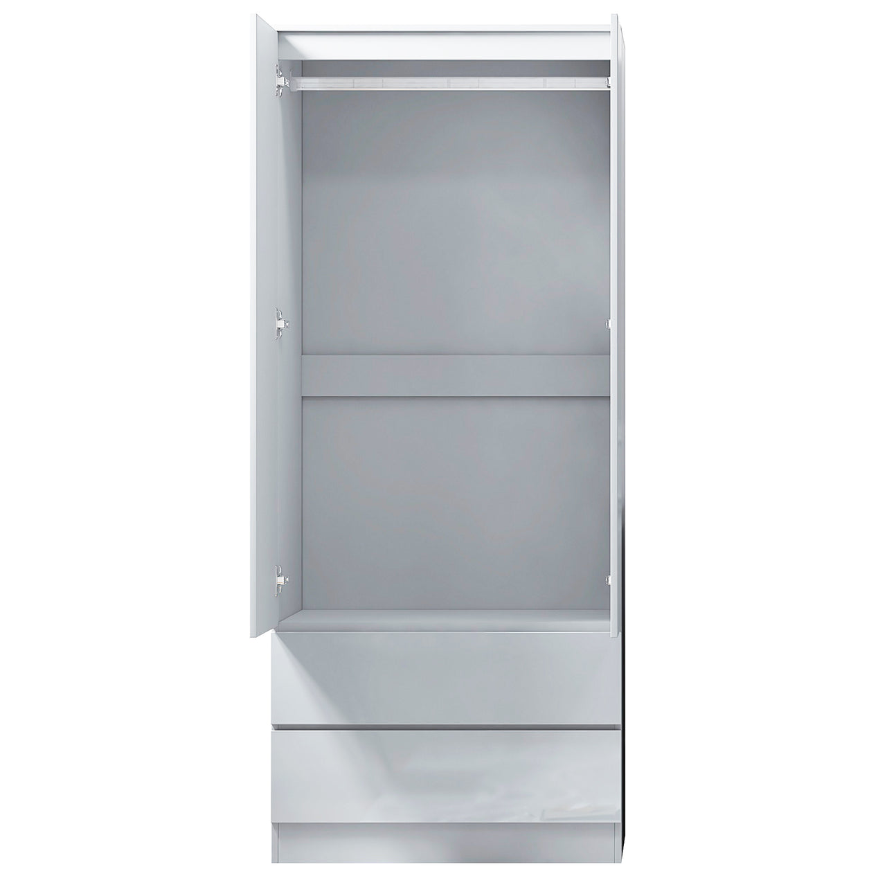 FWStyle Stora 2 Door 2 Drawer Combination Wardrobe - White Gloss Front