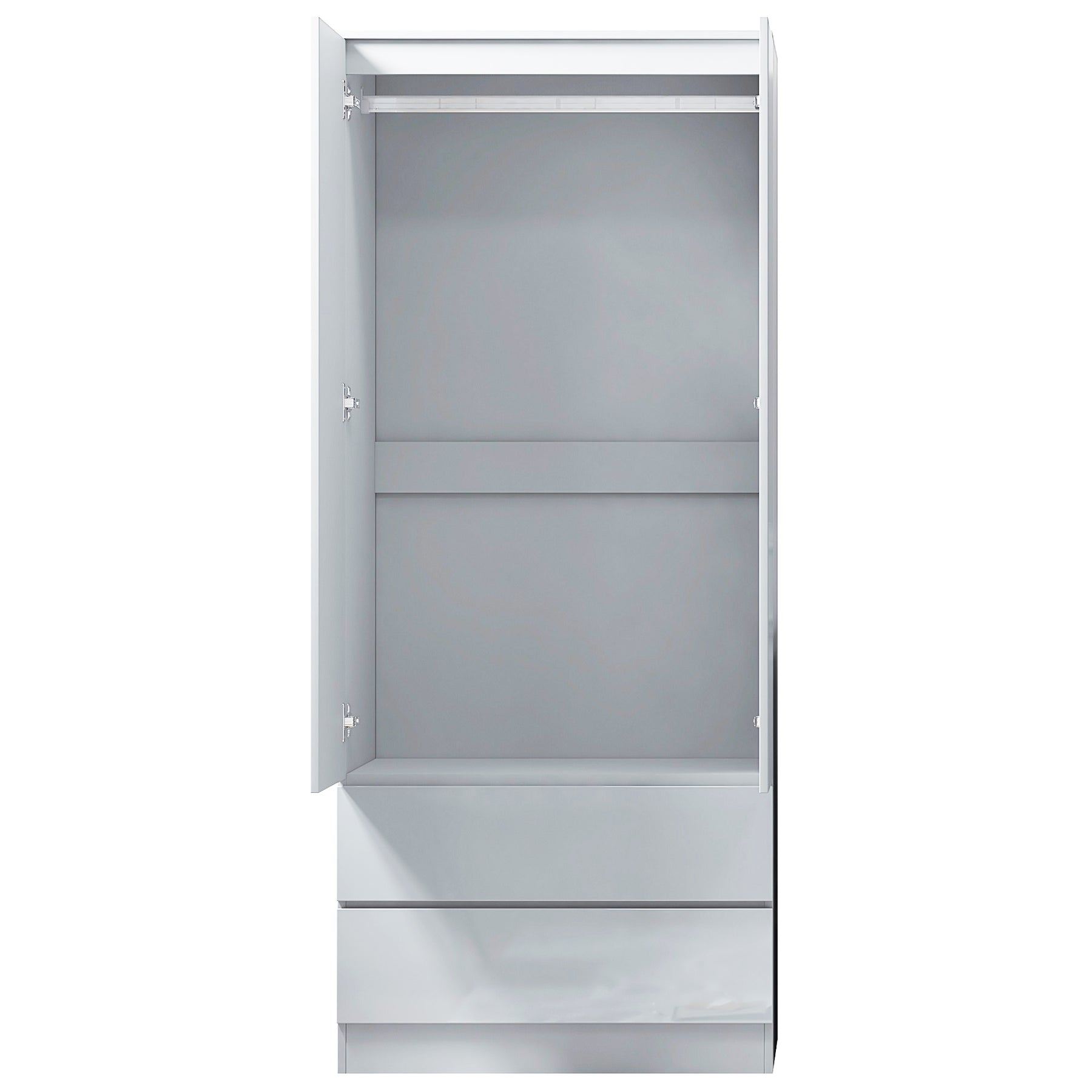 FWStyle Stora 2 Door 2 Drawer Combination Wardrobe - White Gloss Front