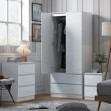 FWStyle Stora 2 Door 2 Drawer Combination Wardrobe - White Gloss Front
