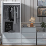 FWStyle Stora 2 Door 2 Drawer Combination Wardrobe - White Gloss Front