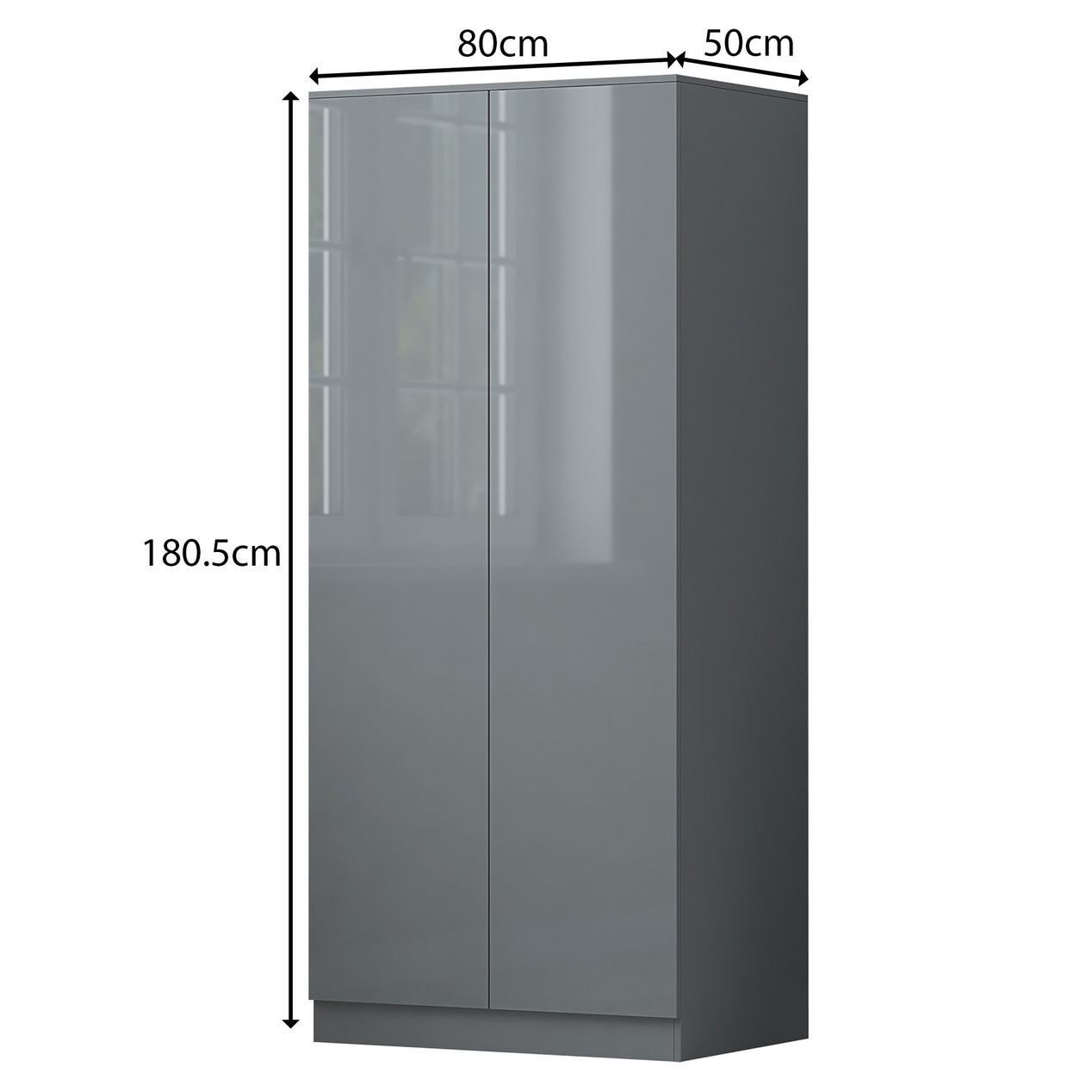 FWStyle Stora 2 Door Wardrobe - Grey Gloss Front
