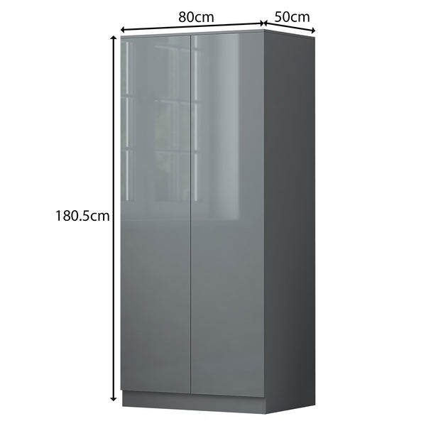 FWStyle Stora 2 Door Wardrobe - Grey Gloss Front