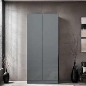 FWStyle Stora 2 Door Wardrobe - Grey Gloss Front
