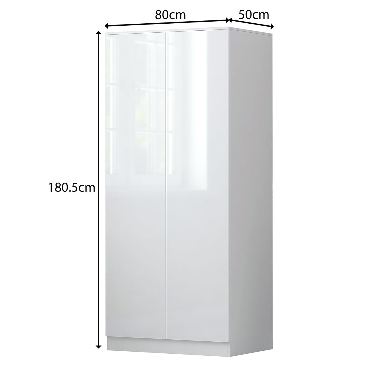 FWStyle Stora 2 Door Wardrobe - White Gloss Front