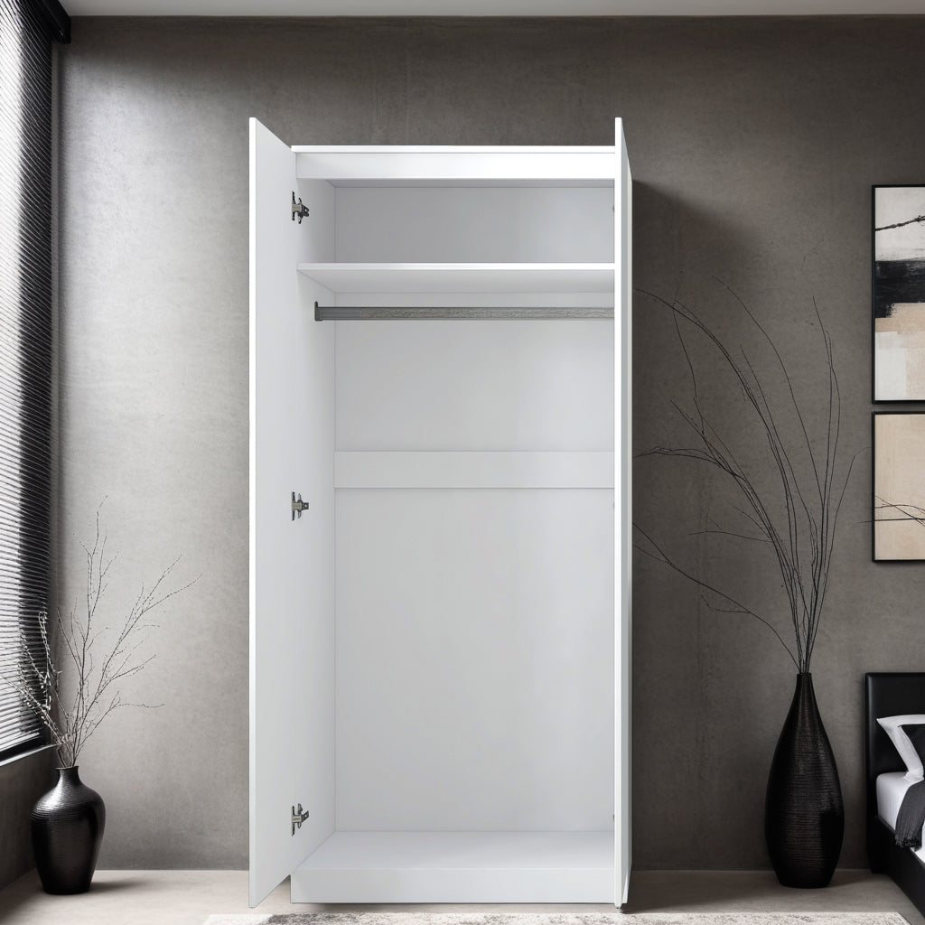 FWStyle Stora 2 Door Wardrobe - White Gloss Front