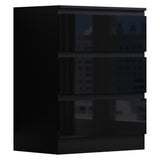 FWStyle Stora 3 Drawer Chest of Drawers - Black Gloss Front