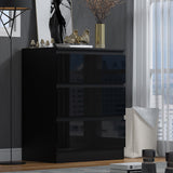 FWStyle Stora 3 Drawer Chest of Drawers - Black Gloss Front
