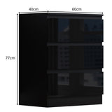 FWStyle Stora 3 Drawer Chest of Drawers - Black Gloss Front