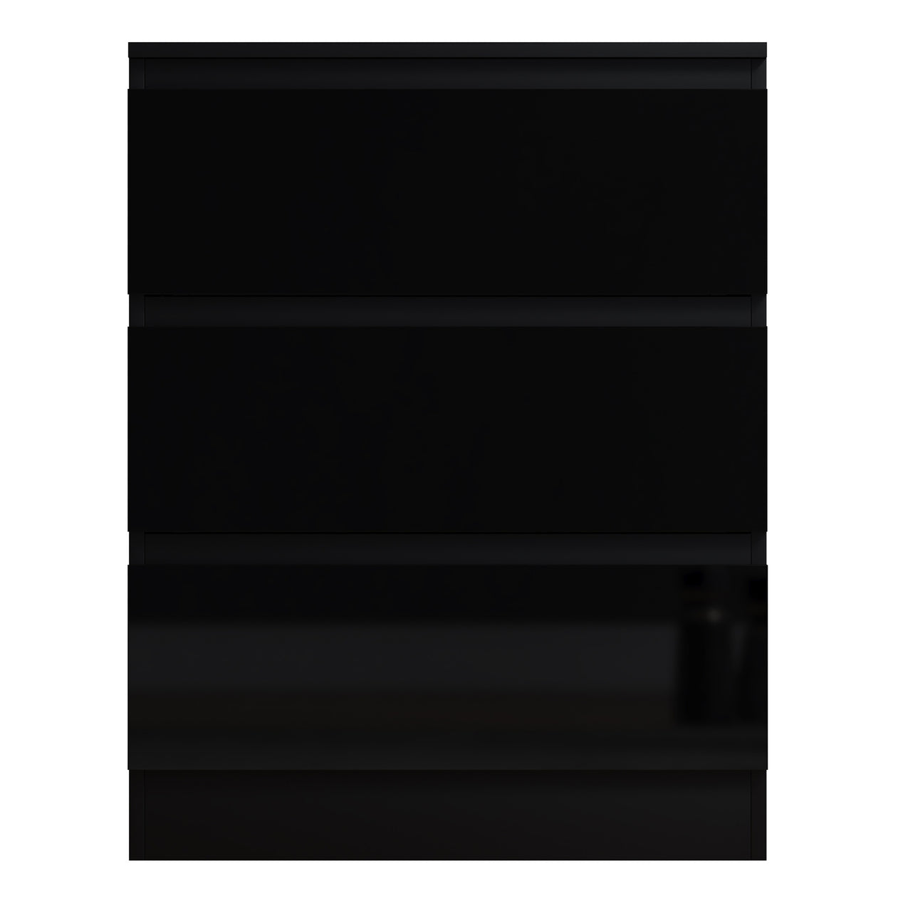 FWStyle Stora 3 Drawer Chest of Drawers - Black Gloss Front