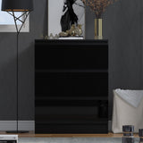 FWStyle Stora 3 Drawer Chest of Drawers - Black Gloss Front