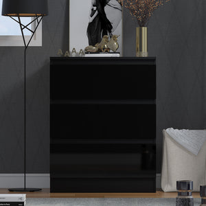 FWStyle Stora 3 Drawer Chest of Drawers - Black Gloss Front