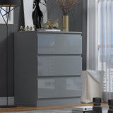 FWStyle Stora 3 Drawer Chest of Drawers - Grey Gloss Front