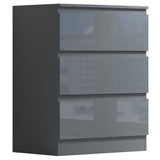 FWStyle Stora 3 Drawer Chest of Drawers - Grey Gloss Front
