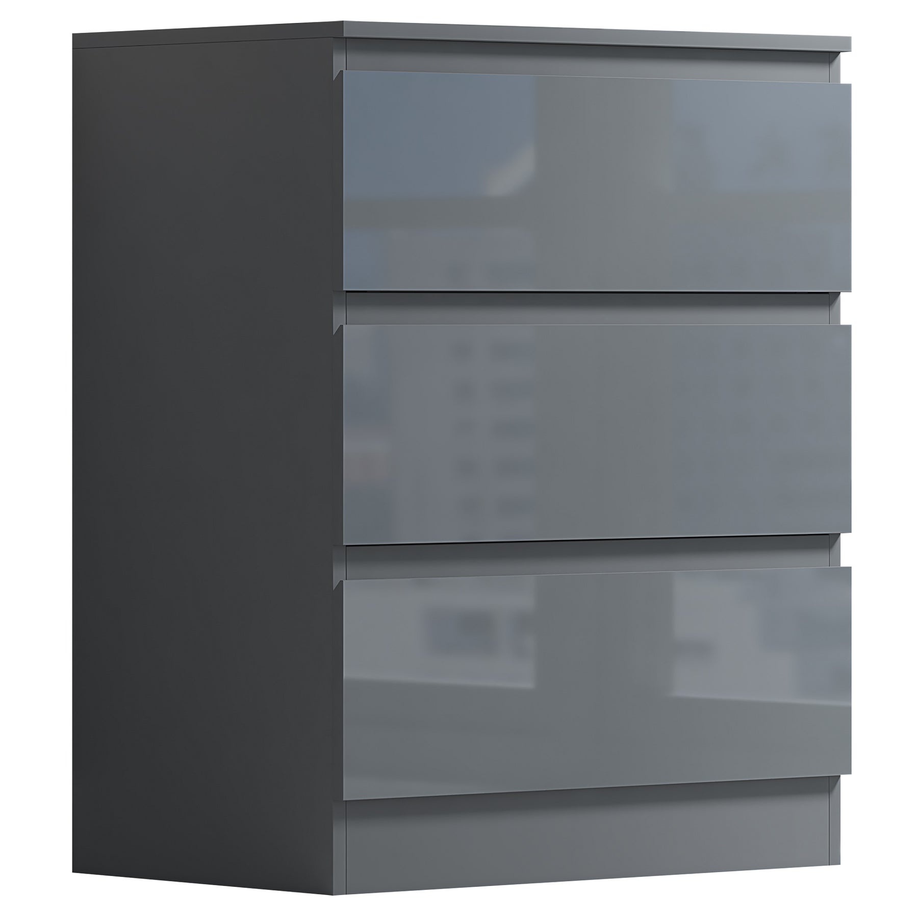 FWStyle Stora 3 Drawer Chest of Drawers - Grey Gloss Front