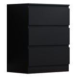 FWStyle Stora 3 Drawer Chest of Drawers - Matt Black