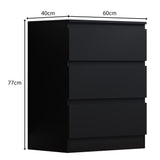 FWStyle Stora 3 Drawer Chest of Drawers - Matt Black