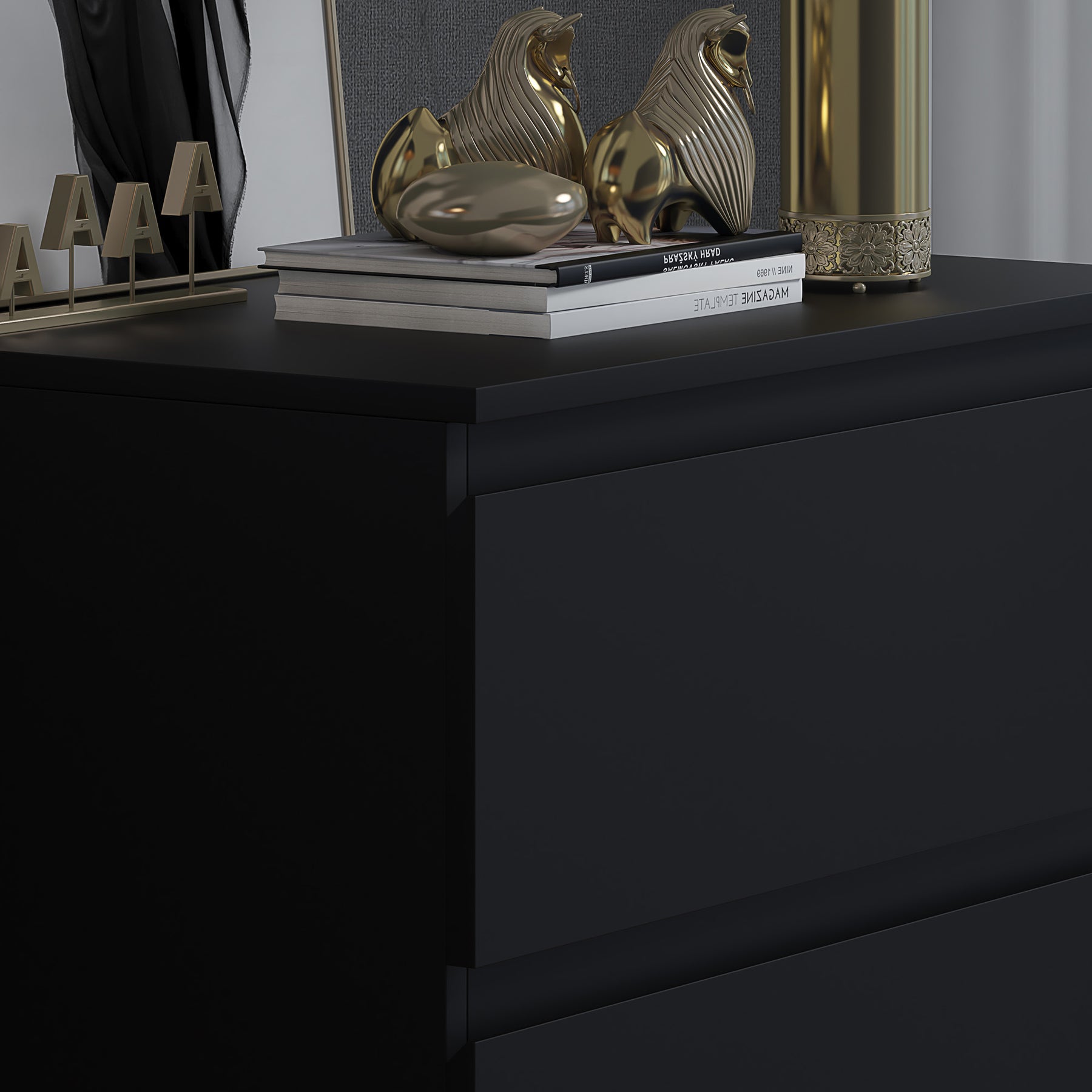 FWStyle Stora 3 Drawer Chest of Drawers - Matt Black