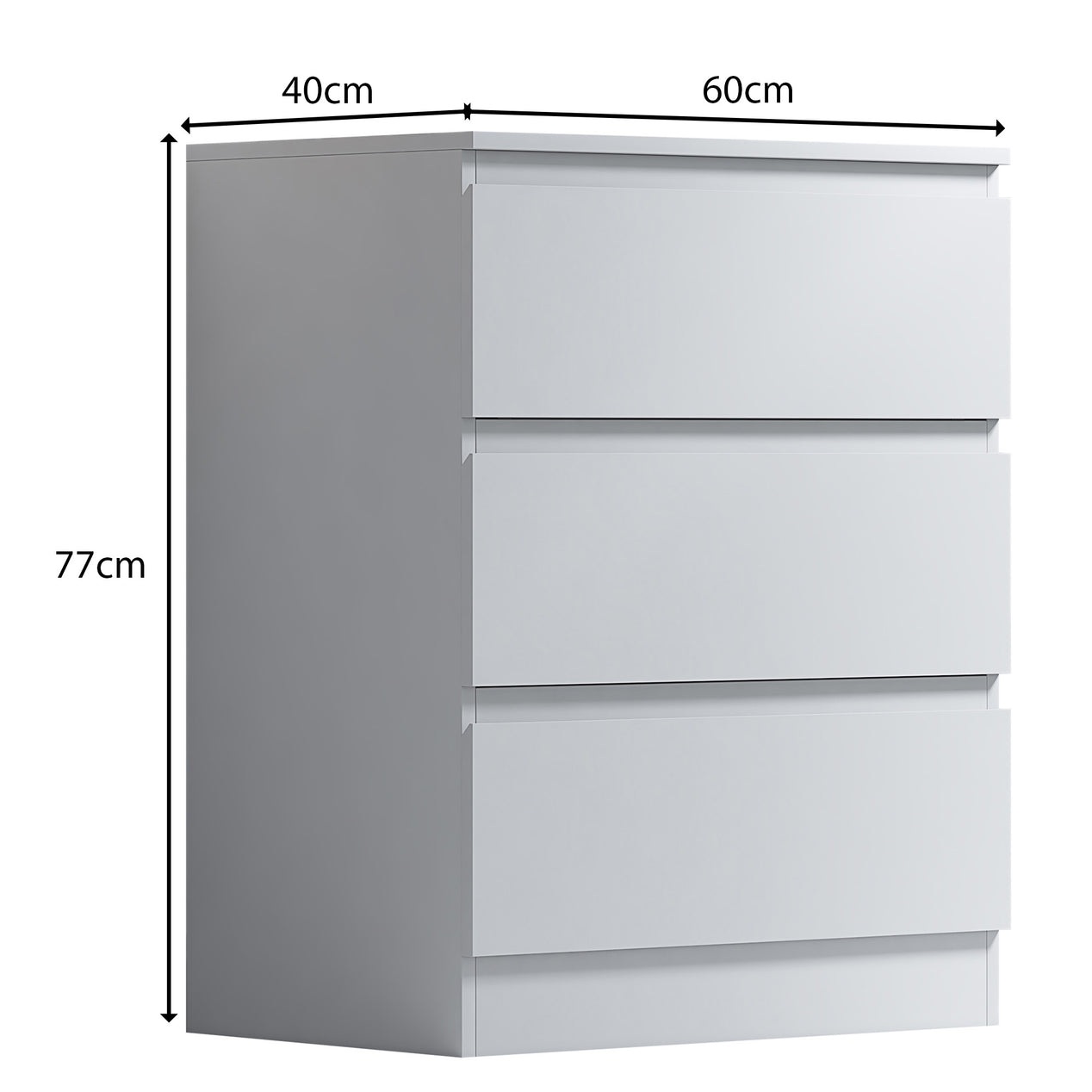 FWStyle Stora 3 Drawer Chest of Drawers - Matt White