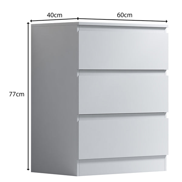 FWStyle Stora 3 Drawer Chest of Drawers - Matt White