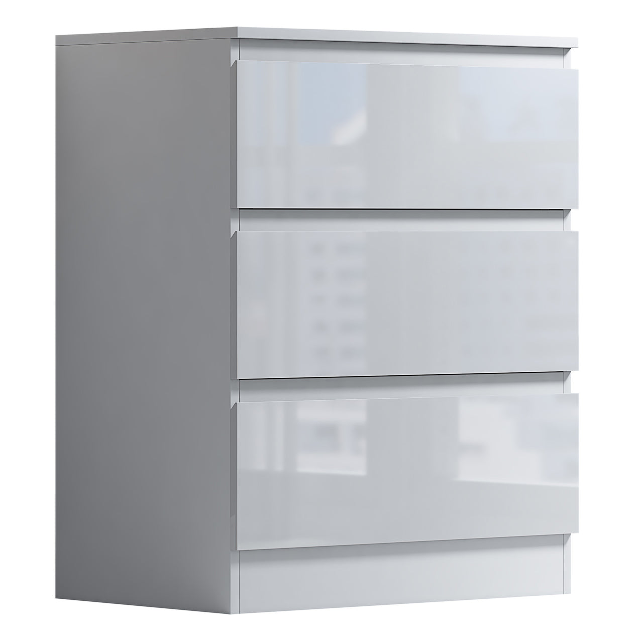 FWStyle Stora 3 Drawer Chest of Drawers - White Gloss Front